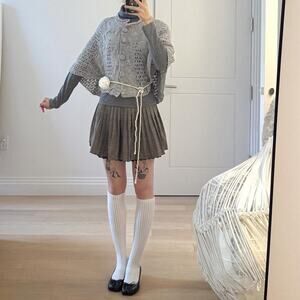 Japanese deadstock grey knit poncho